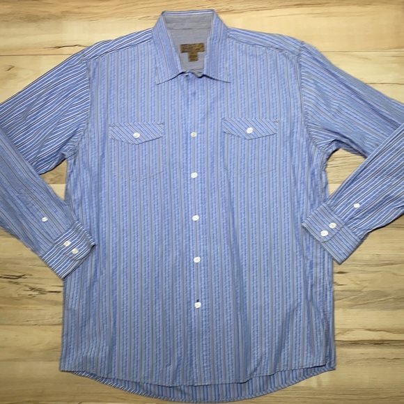 Blue Pronto Uomo XL Button Front Stripes Shirt - Picture 5 of 8